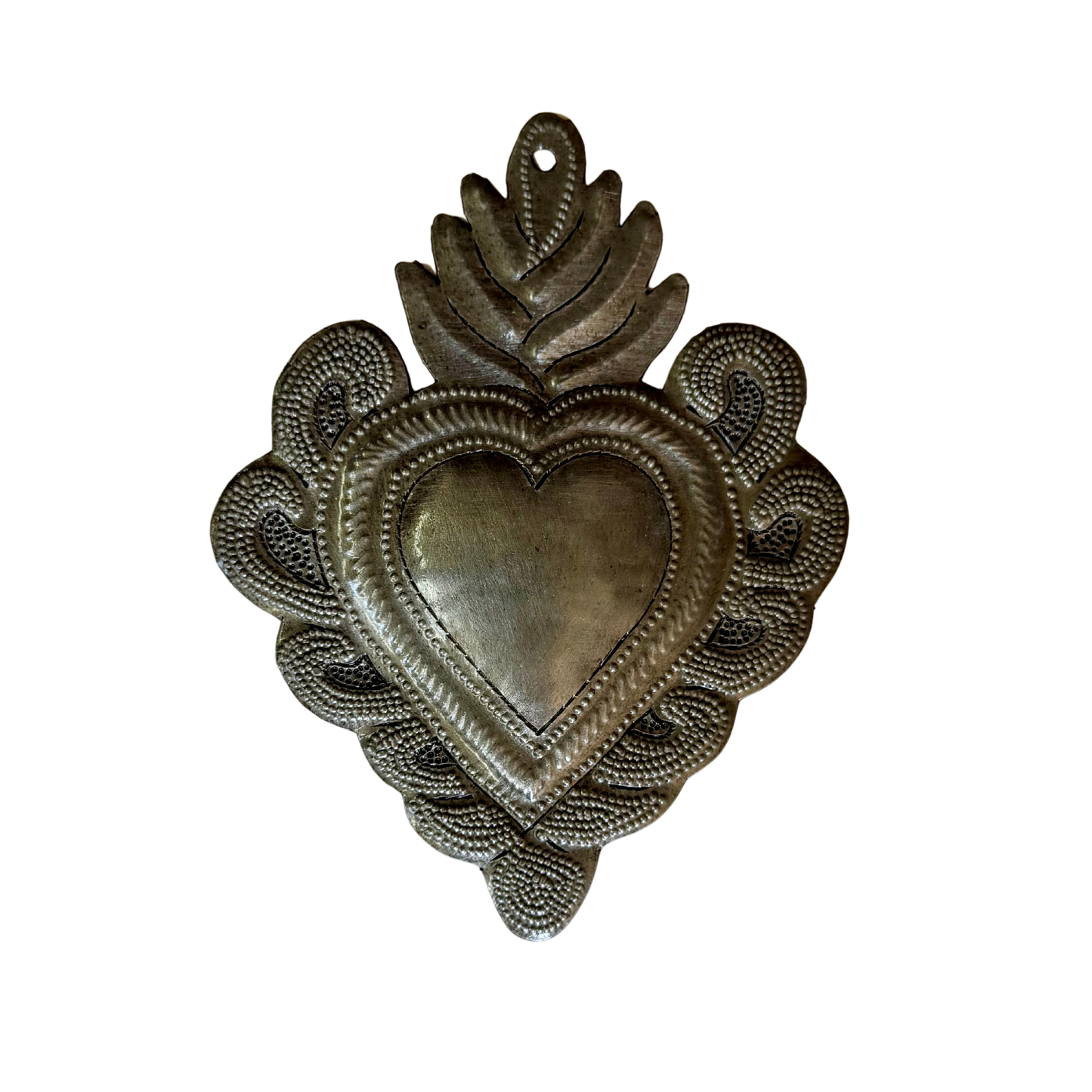 Haiti Fair Trade~ It's Cactus - Sacred Heart, Wall Decor,Handmade Metal Haiti 5.75" x 4" 