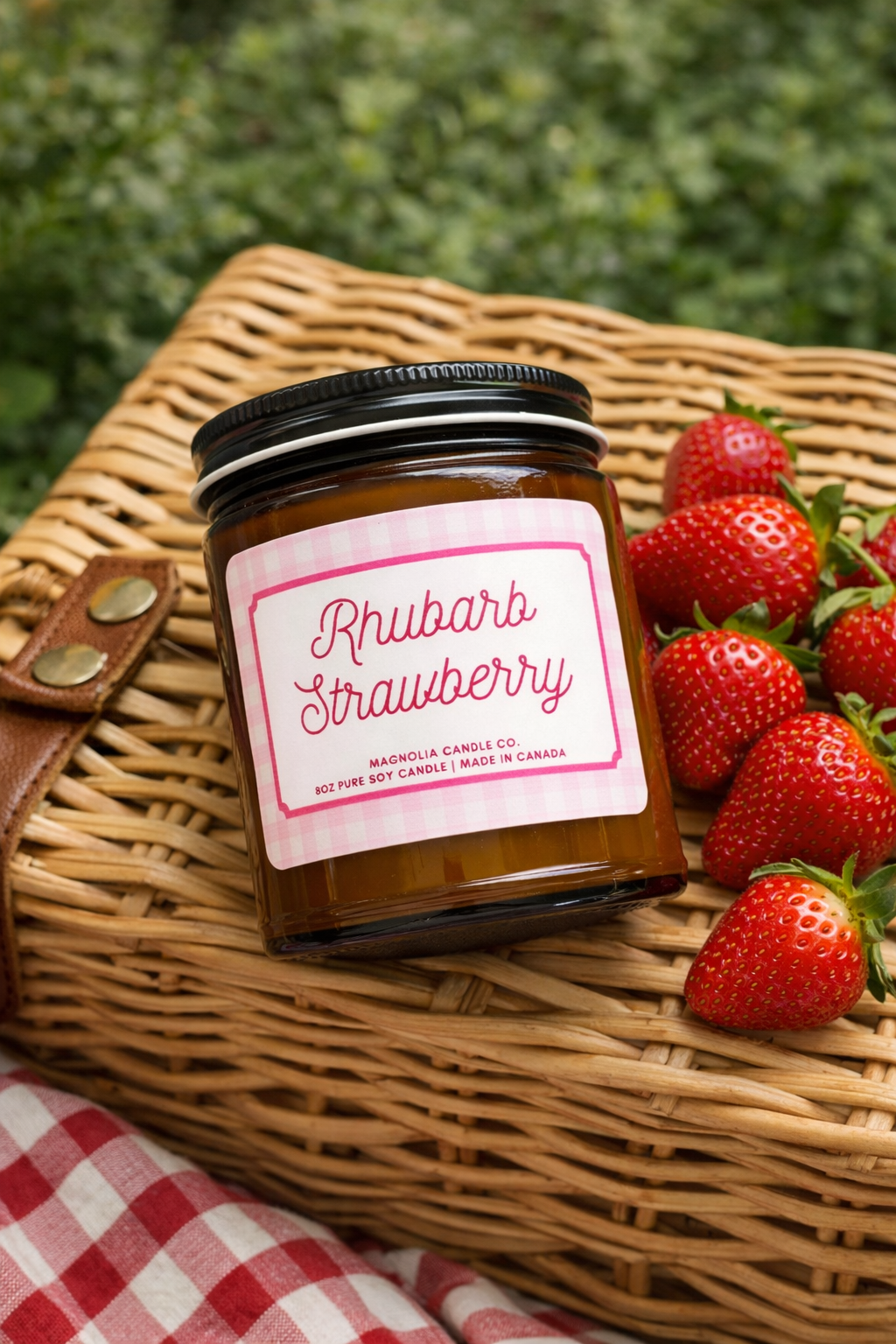 Magnolia Candle Company - Rhubarb Strawberry, Summer, Spring PURE Soy Candle 8oz