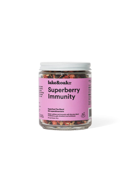 Lake & Oak Tea Co. - Superberry Immunity - Superfood Tea Blend: Retail Glass Jar