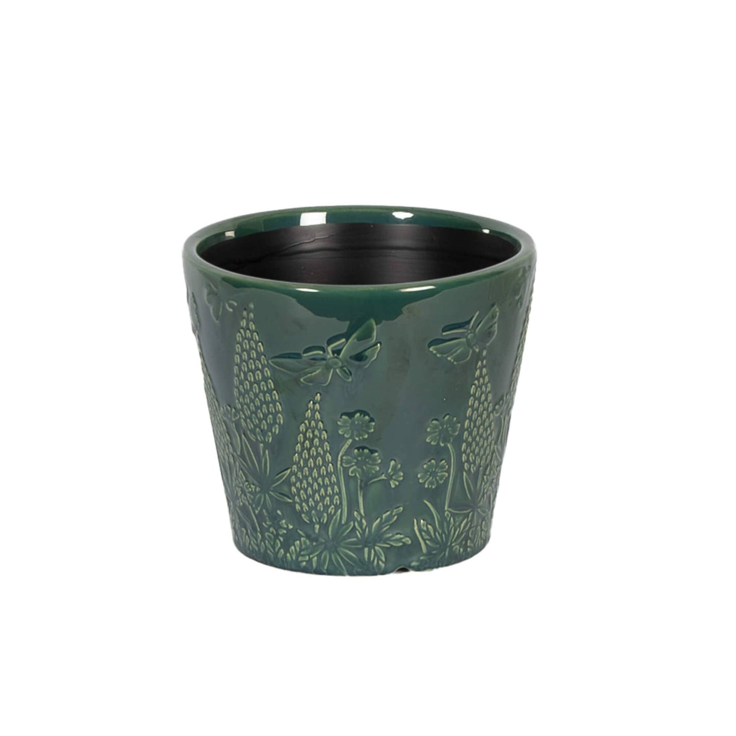 Bacon Basketware - DARK BLUE EMBOSSED CERAMIC POT LARGE: Ceramic