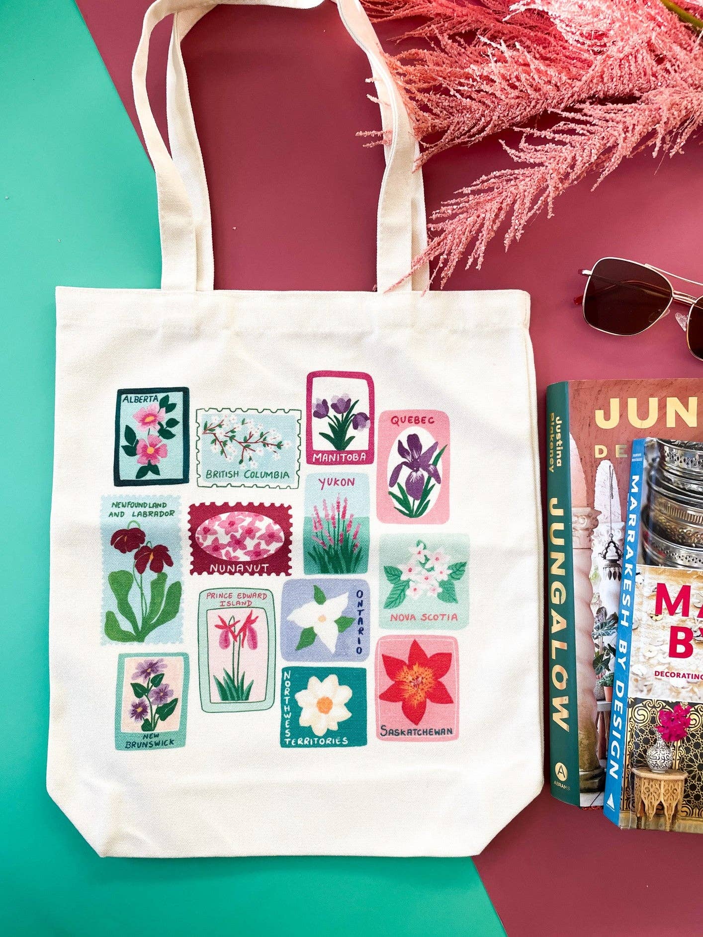 Nabeela Rumi - Canadian provincial flowers tote bag: Natural