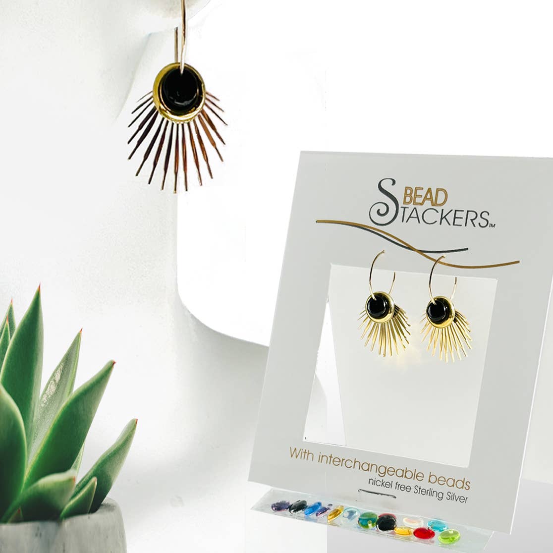 Conversations in Jewellery - RAY38G- Gold-fill earrings with 9 interchangeable colours.