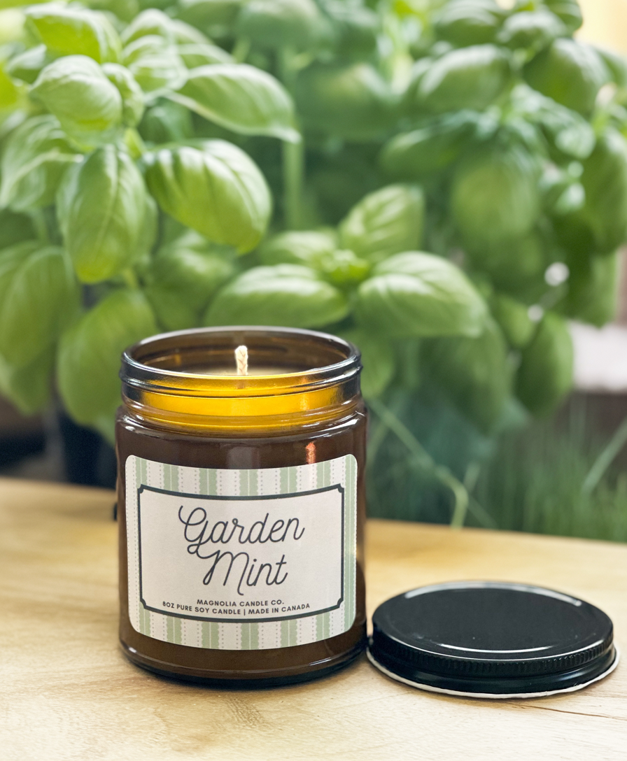 Magnolia Candle Company - Garden Mint, Summer, Spring PURE Soy Candle, 8oz