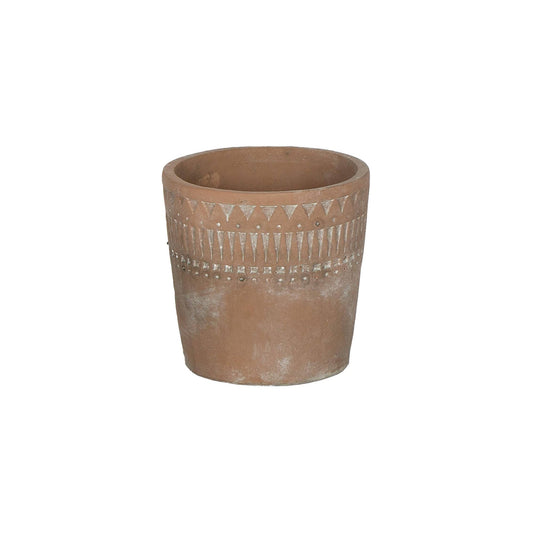 Bacon Basketware - ROUND CEMENT POT GEOMETRIC PATTERN