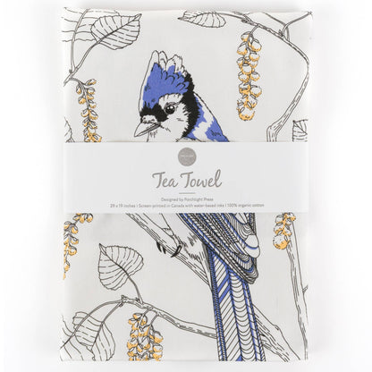 Letterpress - Blue Jay Tea Towel - West Coast Birds