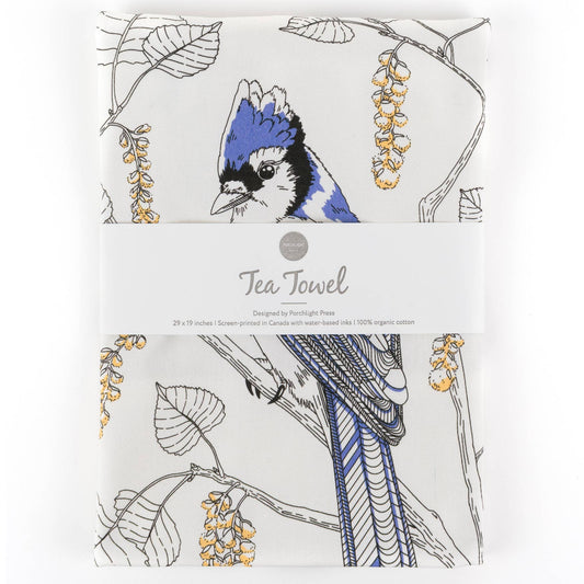 Letterpress - Blue Jay Tea Towel - West Coast Birds