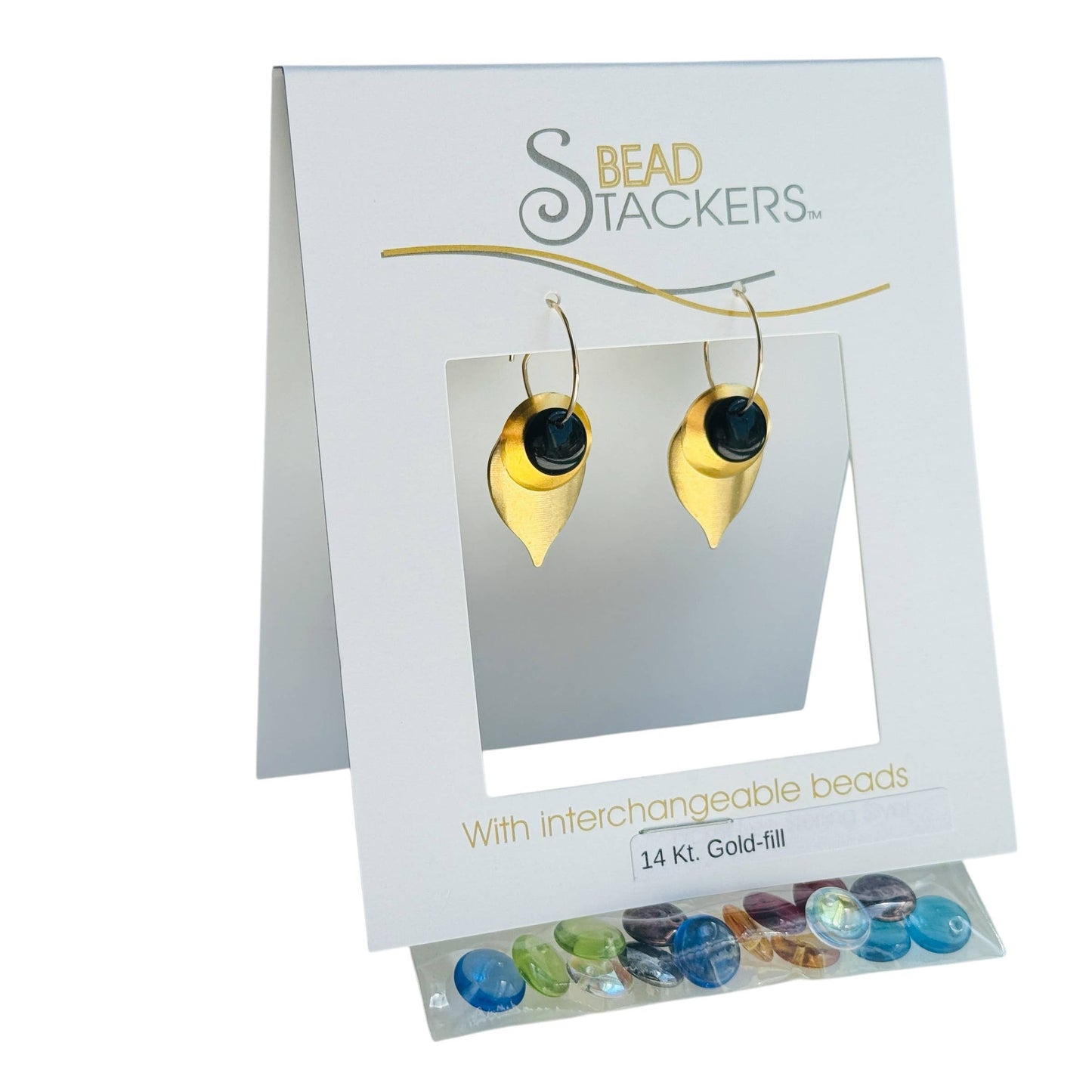 Conversations in Jewellery - LF38G - Gold-fill earrings with 9 interchangeable colours.