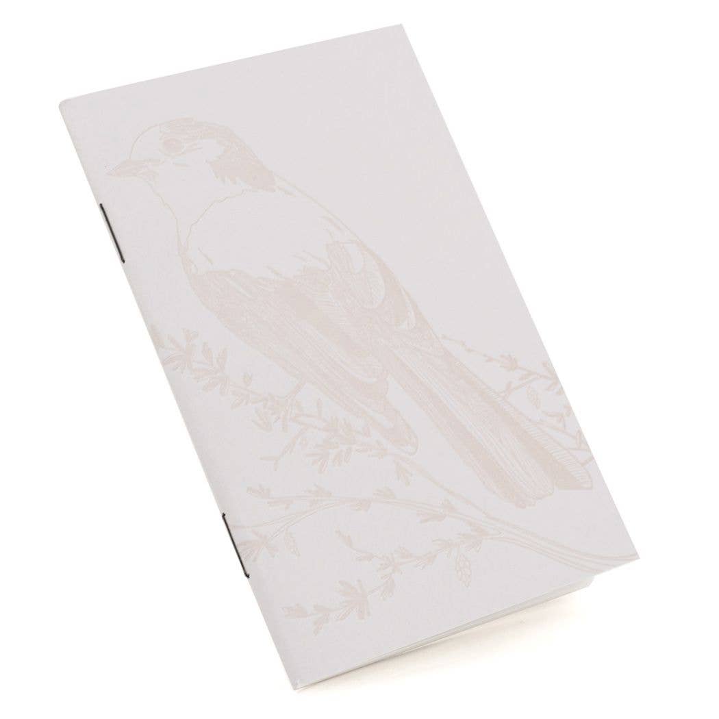 Letterpress - Monochromatic Birds - Pocket size Set of 3 Notebook: Plain Pages