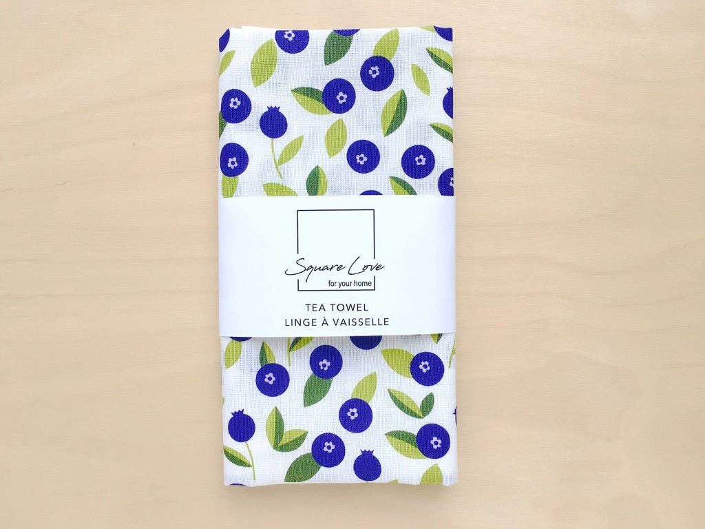 Square Love - Blueberry Linen Blend Tea Towel