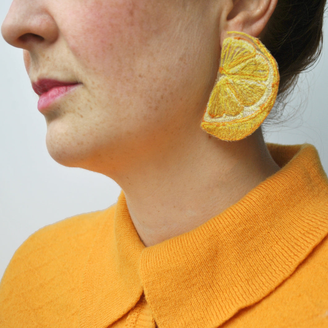 Large Lemon Earring Teal