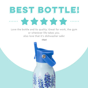 Flip + Sip Water Bottle, 20oz, Bluebonnet, by Swig