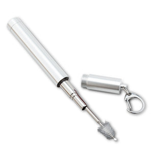 Collapsible Straw & Brush in Tube - Silver