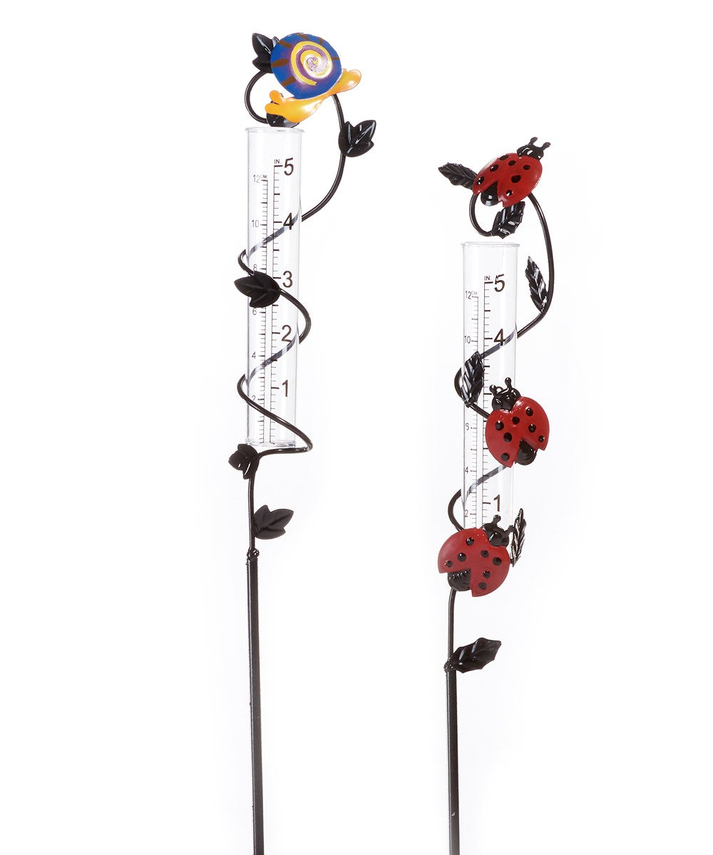 Ladybug or Snail Rain Gauge Stake