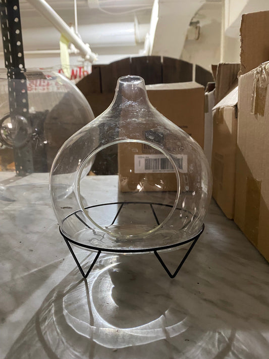 Glass Terrarium with Metal Base - Small