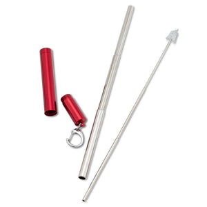 Collapsible Straw & Brush in Tube - Red