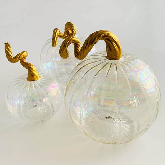 Dandarah - ‘S’Blown Glass Tabletop Pumpkin with Gold
