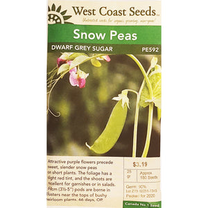 West Coast Seeds Snow Peas Dwarf Grey Sugar